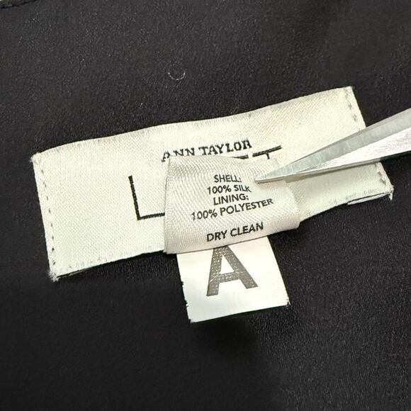 Ann Taylor LOFT Black Silk Strapless Milkmaid Peplum Babydoll Top 6/S - Picture 8 of 8